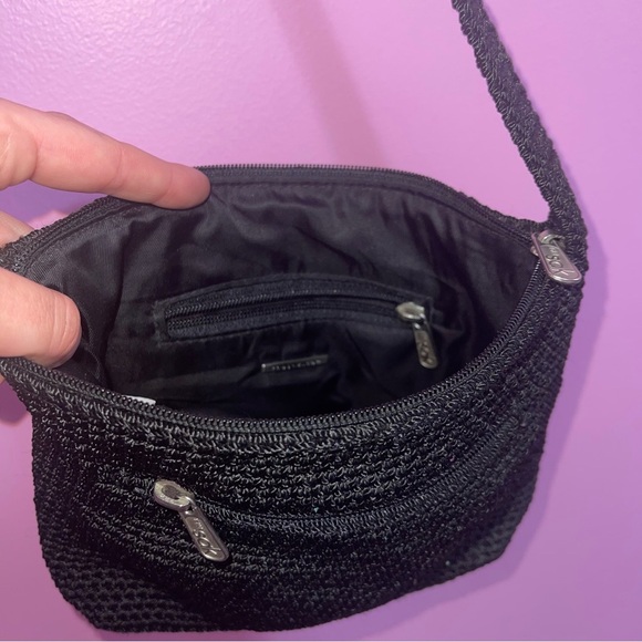 The Sak Crochet Purse Original Black Shoulder Crossbody Bag Zipper Boho - Picture 8 of 8